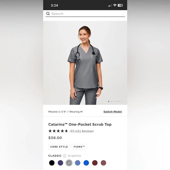 Figs Casma Graphite Scrub top - Picture 5 of 5